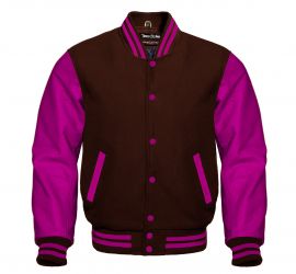 Varsity Jacket Brown Hot pink